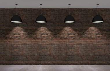 Geceleri, 3d beton zemin ile eski tuğla duvar