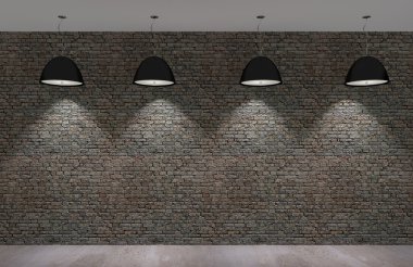 Geceleri, 3d beton zemin ile eski tuğla duvar