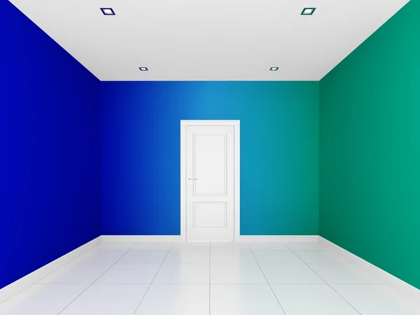 Parede colorida em uma sala vazia — Fotografia de Stock