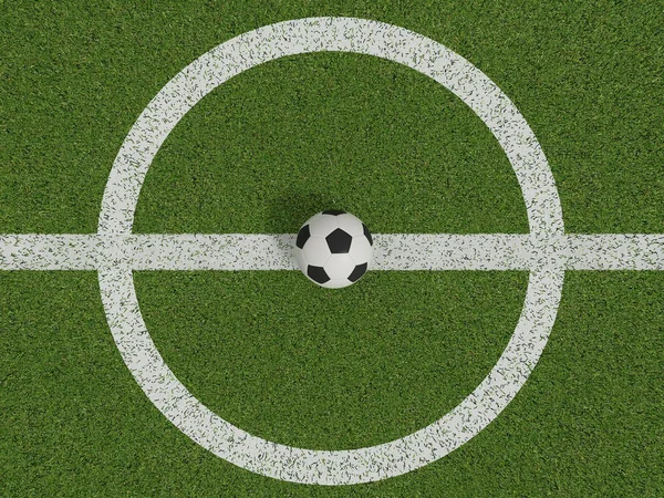 Soccer or football on soccer field on top view ,3d — Stock Photo, Image