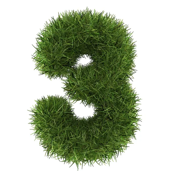 Numbers Made of Grass Turf Isolated on White Background — Stock Photo, Image