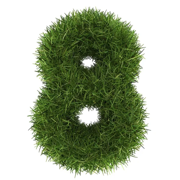 Numbers Made of Grass Turf Isolated on White Background — Stock Photo, Image