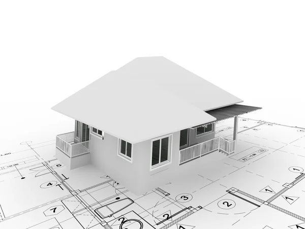 3d renderização de casa no plano — Fotografia de Stock