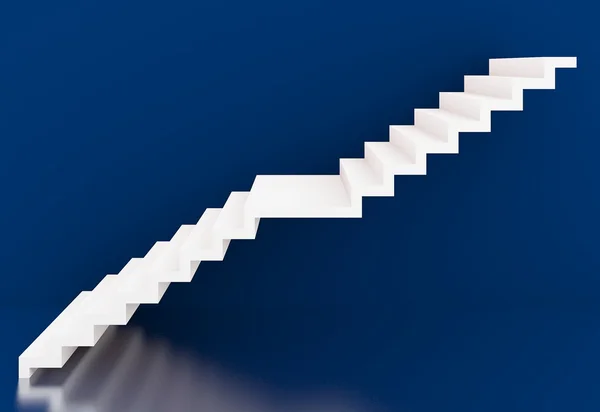 Weiße Treppe im Innenraum mit blauem Hintergrund, 3D — Stockfoto