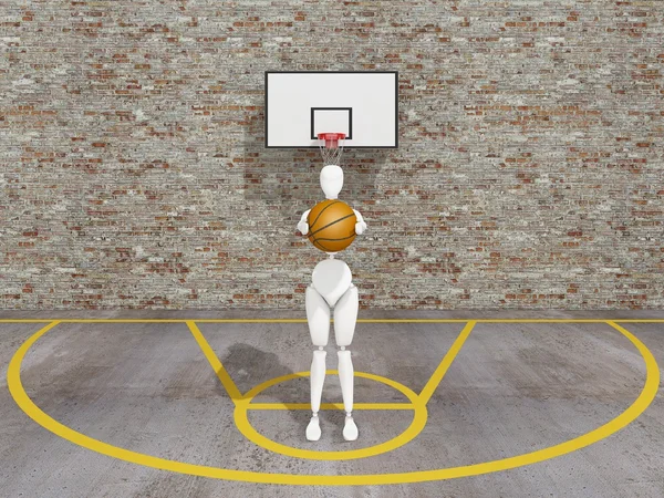 Basketballspieler, der den Ball schießt, Streetbasketball, städtischer Basketballplatz — Stockfoto