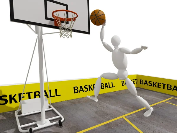 Slam dunking basketball, 3d — Stock Photo, Image