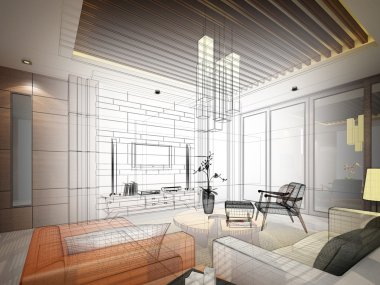 Ketch tasarım yaşayan, 3dwire kare render