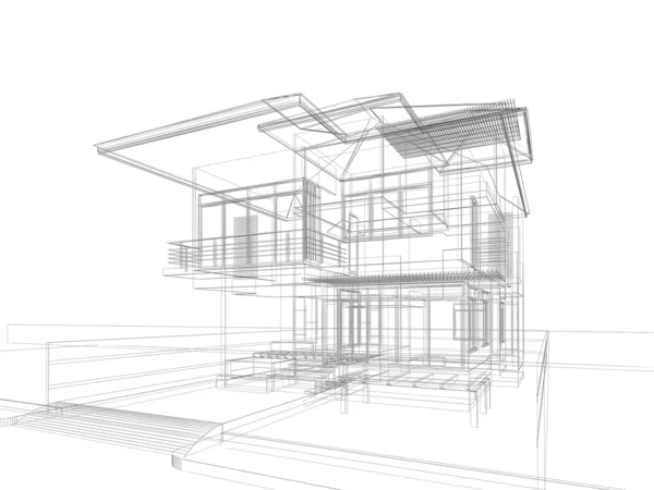 Desenho de esboço de casa — Fotografia de Stock