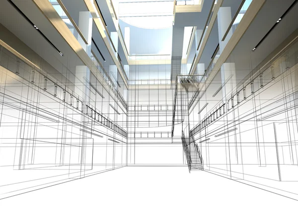 Sketch design of interior hall — Stock Photo, Image