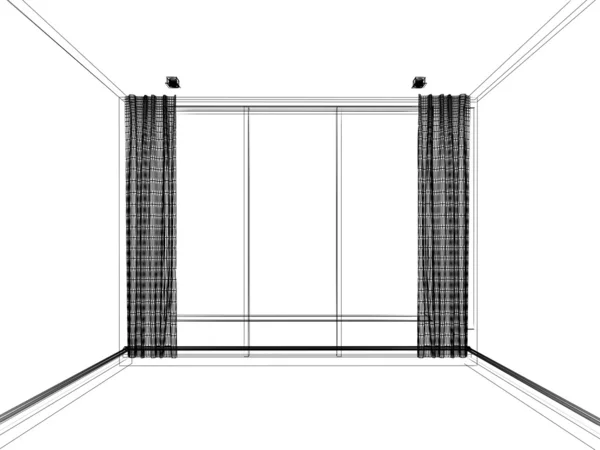 Disegno astratto schizzo della stanza vuota interna — Foto Stock