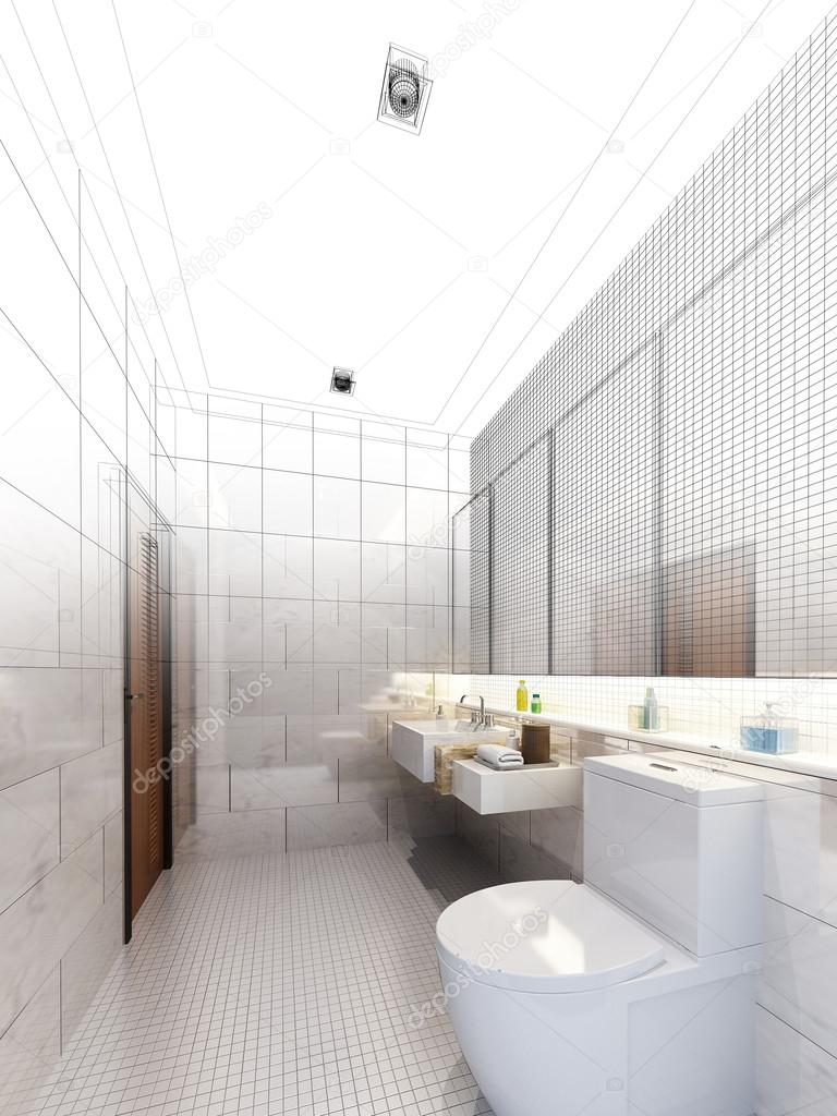 Sketch design of interior bathroom