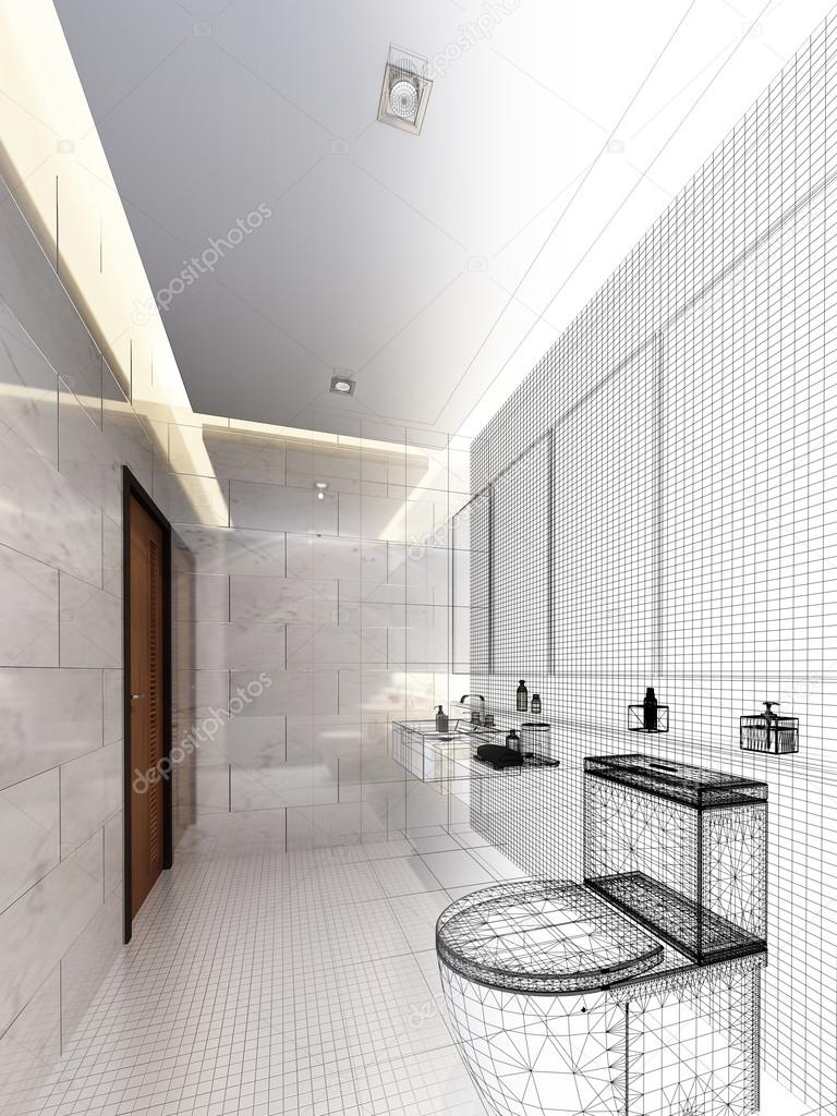 Sketch design of interior bathroom