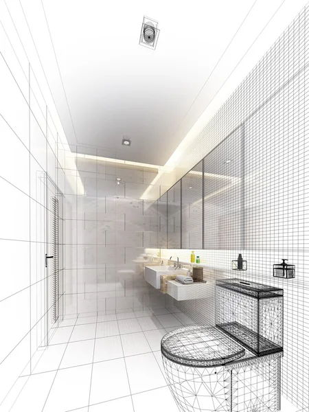 Banyo iç tasarım kroki — Stok fotoğraf