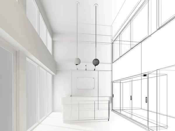 Sketch design of interior reception — Stock Photo, Image