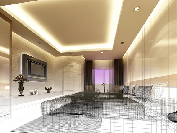 Sketch design of interior bedroom — Stock Photo, Image