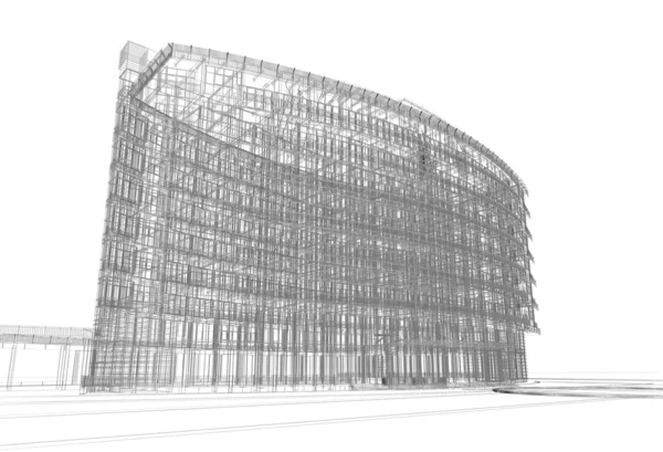 Schets ontwerp van gebouw — Stockfoto