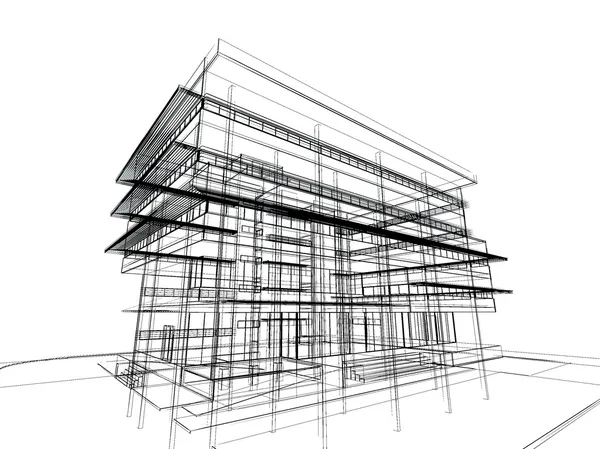 Szkic projektu budynku — Zdjęcie stockowe