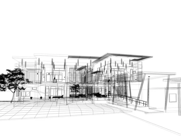 Abstracte schets ontwerp van gebouw — Stockfoto