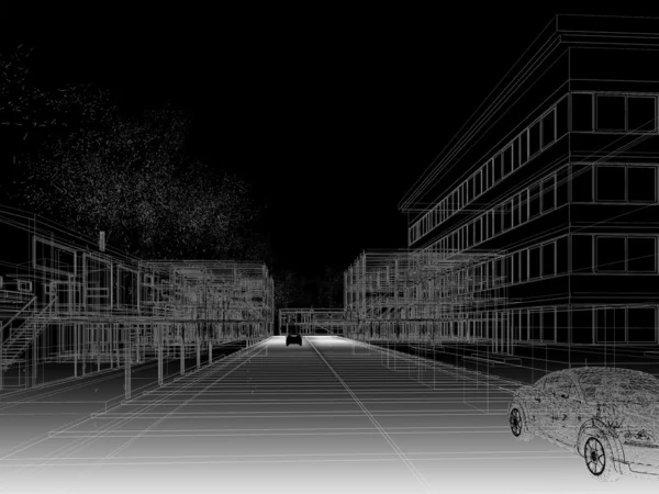 Esquisse de la conception urbaine, 3dwire frame render — Photo