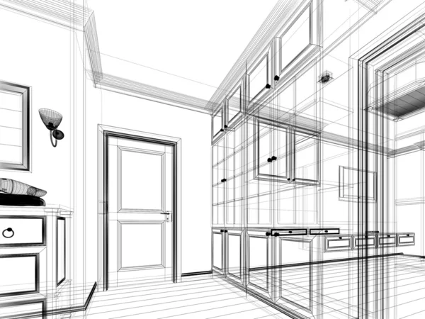 Sketch design of interior — Stock Photo, Image