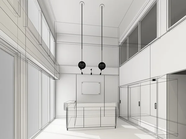 Sketch design of interior reception — Stock Photo, Image