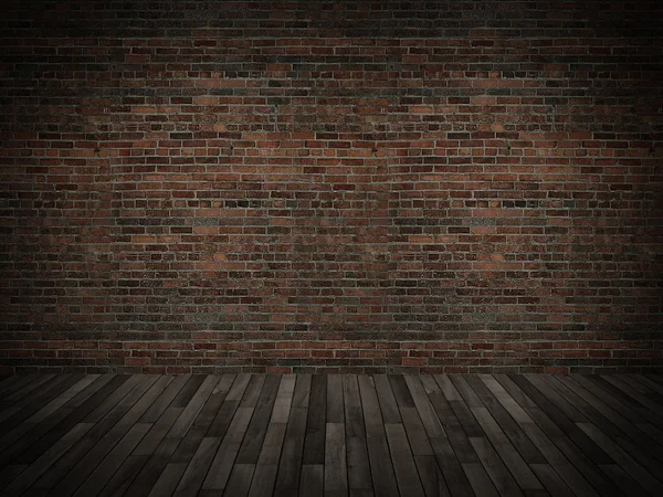 Old brick wall and wood floor,3d — Stock Photo, Image