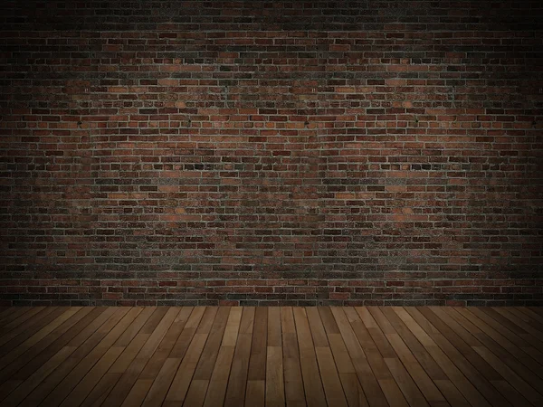 Old brick wall and wood floor, 3d — стоковое фото