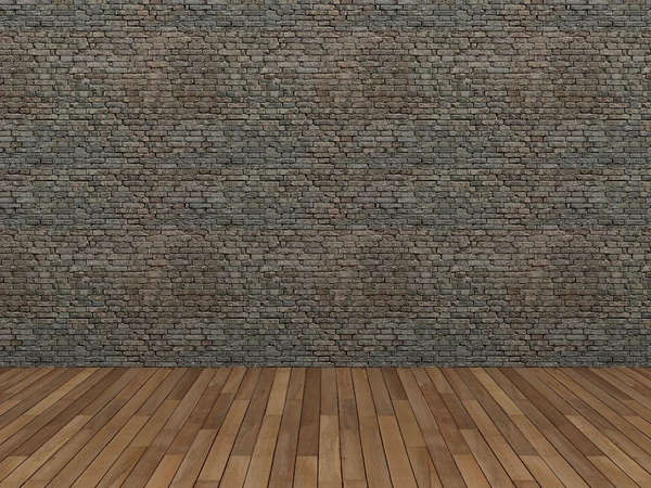 Old brick wall and concrete floor,3d — Stock Photo, Image