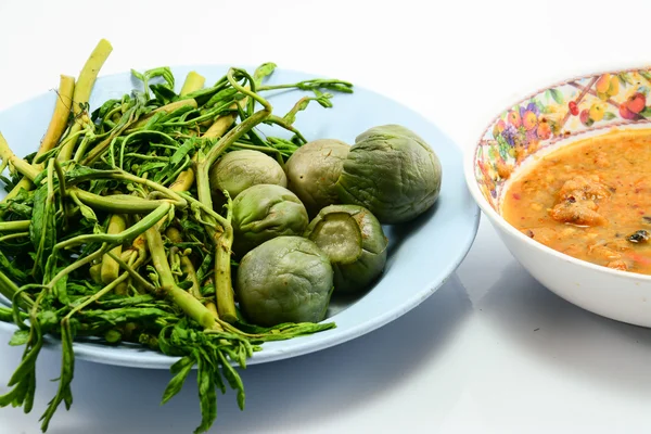 Molho de pimentão e legumes fervidos, comida tailandesa — Fotografia de Stock