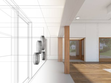 İnşaat koridorunun 3d görüntülemesi