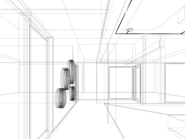 Rendering ของทางเด นอาคาร — ภาพถ่ายสต็อก