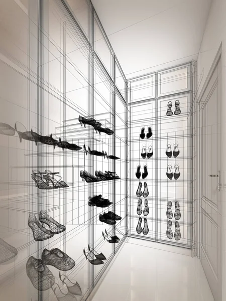Representación Interior Zapato Habitación — Foto de Stock