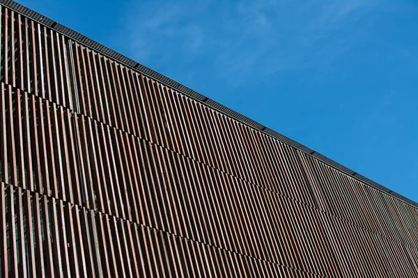 Wood Lath Wall Blue Sky — Stock Photo, Image