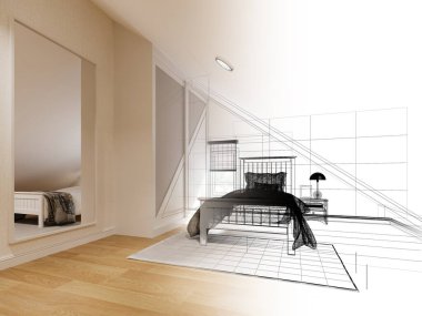 İç tavan arası tasarımı, 3 boyutlu tasarım.