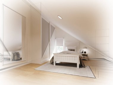 İç tavan arası tasarımı, 3 boyutlu tasarım.