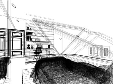 İç tavan arası tasarımı, 3 boyutlu tasarım.