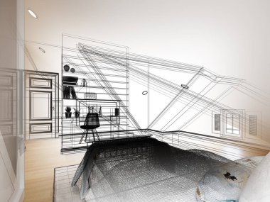 İç tavan arası tasarımı, 3 boyutlu tasarım.