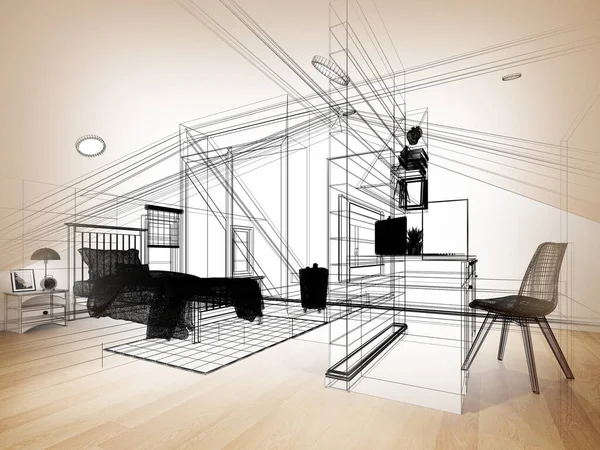 İç tavan arası tasarımı, 3 boyutlu tasarım.