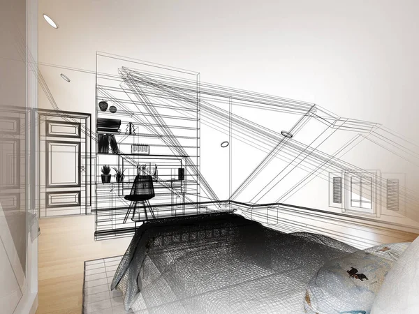 İç tavan arası tasarımı, 3 boyutlu tasarım.