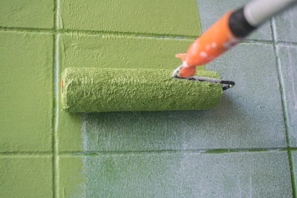 Yeşil Renk Boya Duvar Rulo — Stok fotoğraf