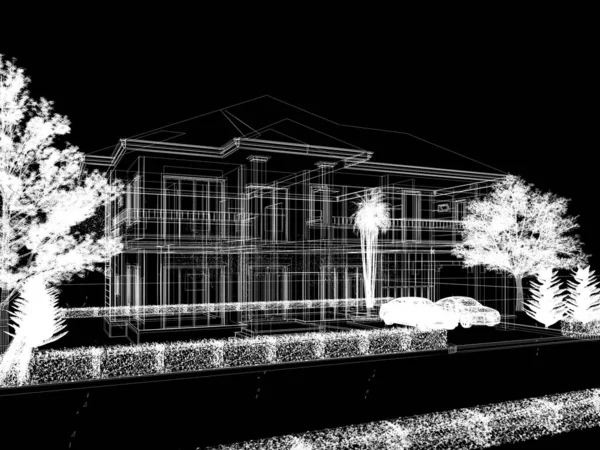 Sketch Design House Rendering — Stock Photo, Image