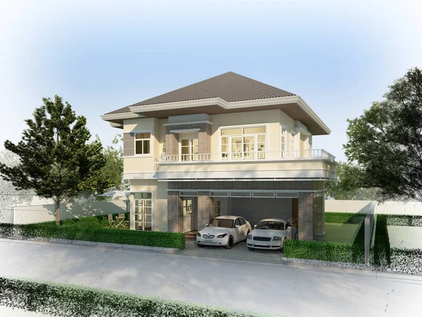 Sketch Design House Rendering — Stock Photo, Image