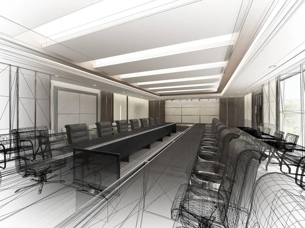 Diseño Boceto Sala Conferencias Interior Marco Alambre Renderizado —  Fotos de Stock