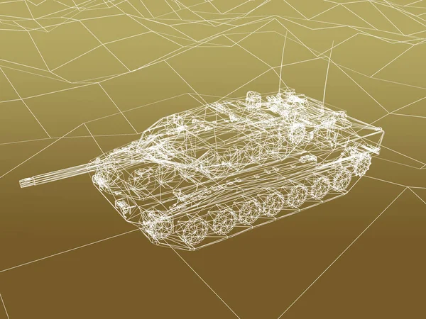 Battle Tank Sand Wire Frame Rendering — Stock fotografie