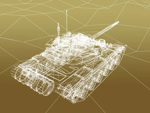 Battle Tank Sand Wire Frame Rendering — Stok fotoğraf