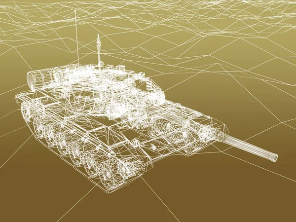 Battle Tank Sand Wire Frame Rendering — Foto Stock