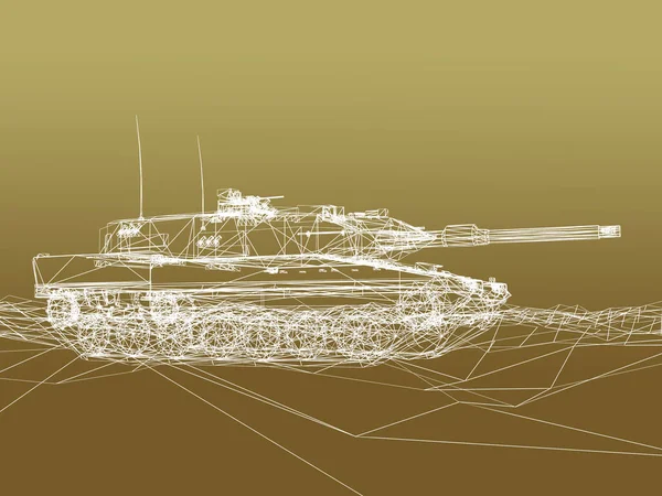 Kampfpanzer Auf Sanddrahtrahmen Rendering — Stockfoto