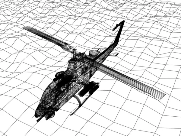 Wire Frame Helicopter — Stock Photo, Image