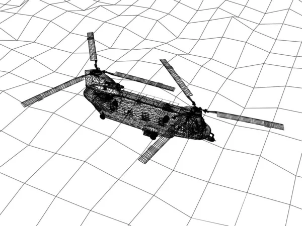 헬기의 와이어 프레임 — 스톡 사진