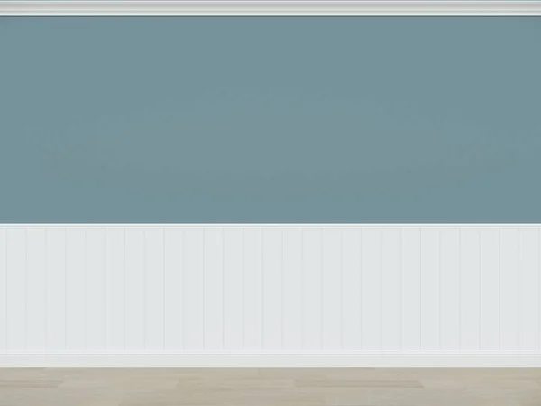 Светло Голубая Стена Деревянным Полом Рендеринг Пустой Комнате — стоковое фото